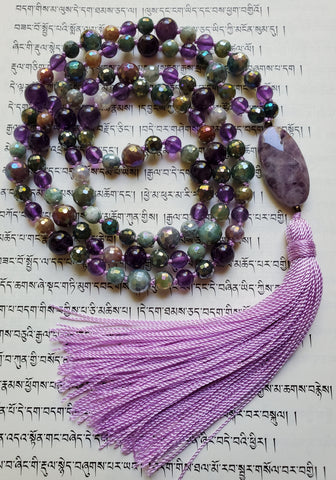 Amethyst and Faceted Jasper Mala