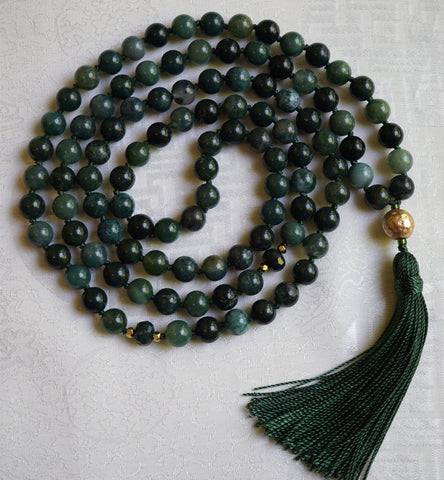 Moss Agate Mala
