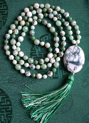Jade and Tree Agate Mala